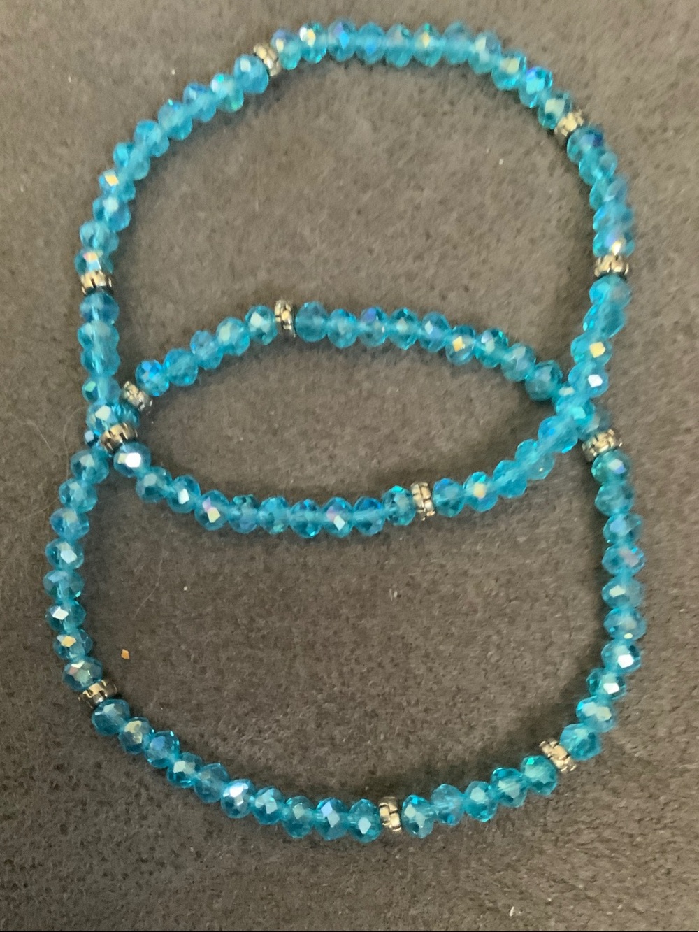 Three-Piece Blue Crystal Stretch Bracelet Set